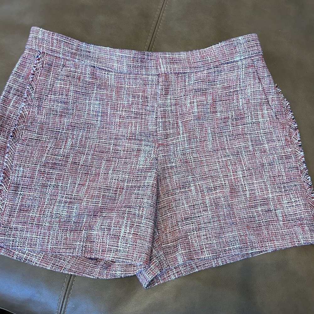 Banana Republic Women's Shorts Size 4 Red Tweed Fringe Accent NWT - Picture 6 of 10